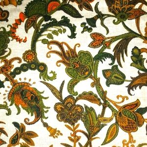 MCM retro linen silkscreen fabric tree of life boho chic